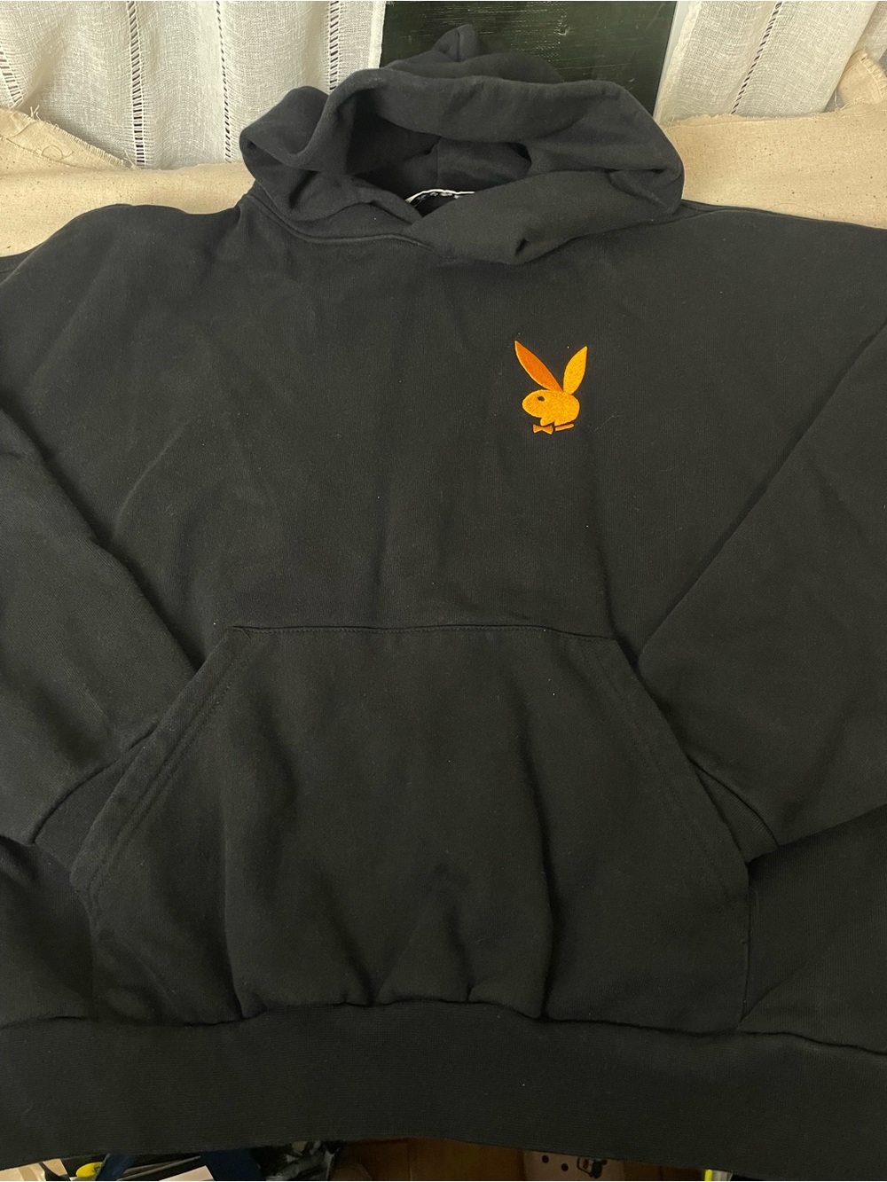PLAYBOY Black Hoodie with Orange Bunny Logo